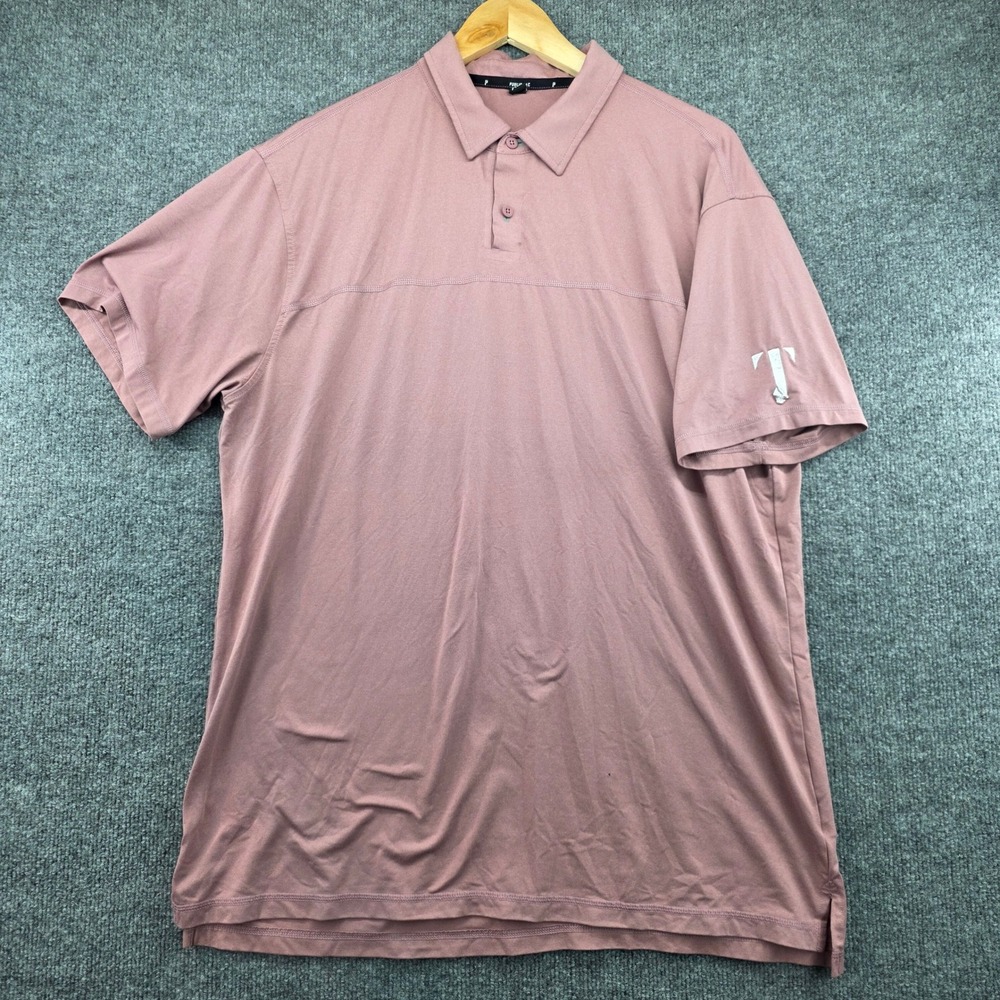 Public Rec Mens XL Performance Polo‎ Shirt Dusty Rose Mauve Short Sleeve Stretch